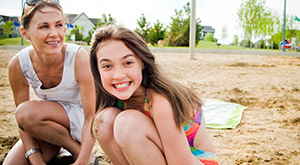 Playing in the sand at Mahogany's West Beach